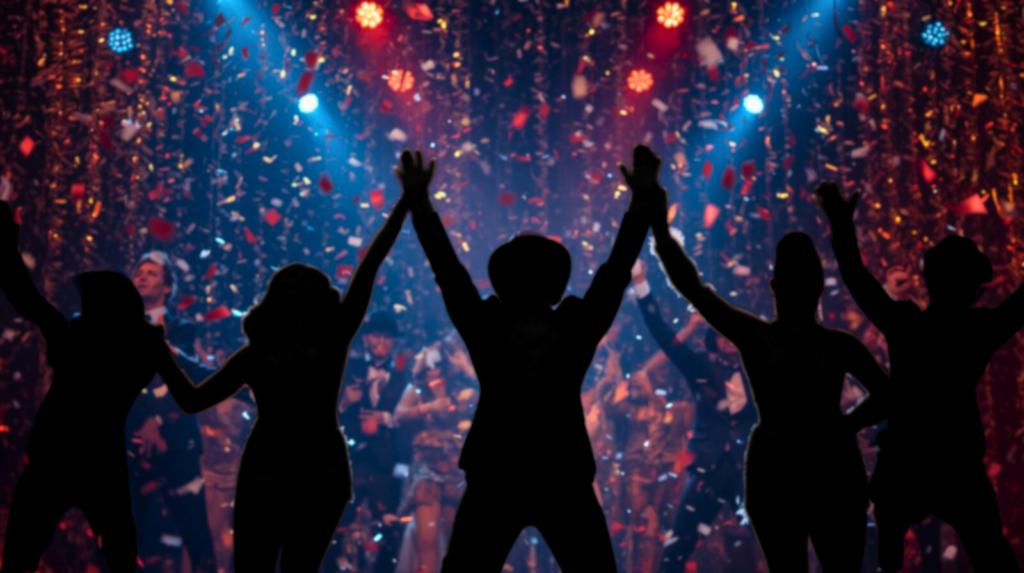 People performing a show in NYE